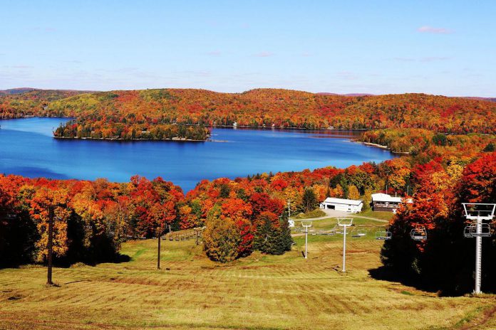 Sir Sam's Ski / Ride on Eagle Lake near Haliburton is hosting their annual festival celebrating the stunning fall colours in October, including scenic chairlift rides overlooking Eagle and Moose Lakes, a vendor market, a kids' corner, and more.  (Photo: Sir Sam's)