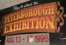 A sign promoting the 1996 Peterborough Exhibition is one of the items the Peterborough Agricultural Society will be selling off in an online auction. According to a statement from the society on September 26, 2023, the City of Peterborough has invoked a buy-out clause in the Morrow Park agreement with the society, meaning both the society and the exhibition will have to find a new home after 135 years at Morrow Park. (Photo: Jason MacIntosh Auctions)