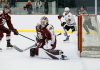 Peterborough Petes goalie Liam Sztuska stopped 45 of the 46 shots he faced from the Niagara IceDogs at the final OHL preseason game on September 23, 2023 at Cavan Monaghan Community Centre in Millbrook. With the 3-1 win over the IceDogs, the Petes ended up 3-2 in the preseason. (Photo: David Pickering)