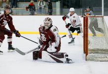 Peterborough Petes goalie Liam Sztuska stopped 45 of the 46 shots he faced from the Niagara IceDogs at the final OHL preseason game on September 23, 2023 at Cavan Monaghan Community Centre in Millbrook. With the 3-1 win over the IceDogs, the Petes ended up 3-2 in the preseason. (Photo: David Pickering)