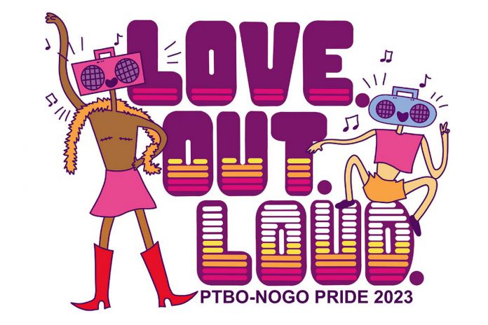 The logo for Peterborough Pride's 2023 theme of "LOVE. OUT. LOUD." was designed by Trent University student Jane Vassbotn. (Photo: Peterborough Pride)