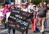 "We're here, we're queer, we're fabulous. Come dance with us!" reads a banner at the Peterborough-Nogojiwanong Pride Parade held on September 23, 2023 in downtown Peterborough. (Photo courtesy of Sean Bruce)