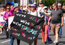 "We're here, we're queer, we're fabulous. Come dance with us!" reads a banner at the Peterborough-Nogojiwanong Pride Parade held on September 23, 2023 in downtown Peterborough. (Photo courtesy of Sean Bruce)