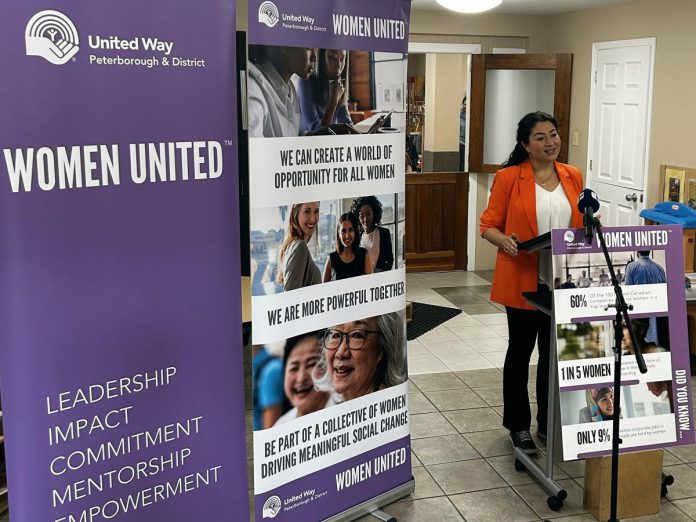 Maryam Monsef, founding chair of Women United, speaks at an event on September 27, 2023 announcing the two recipient organizations of the inaugural Women United Fund, Kawartha Sexual Assault Centre and Peterborough Child and Family Centres. The 2023-24 Women United Fund was made possible by a gift from Monsef, who is CEO and founder of ONWARD and former Peterborough-Kawartha MPP and Liberal cabinet minister who established Canada's first full department for women and gender equality.  (Photo courtesy of United Way Peterborough & District)