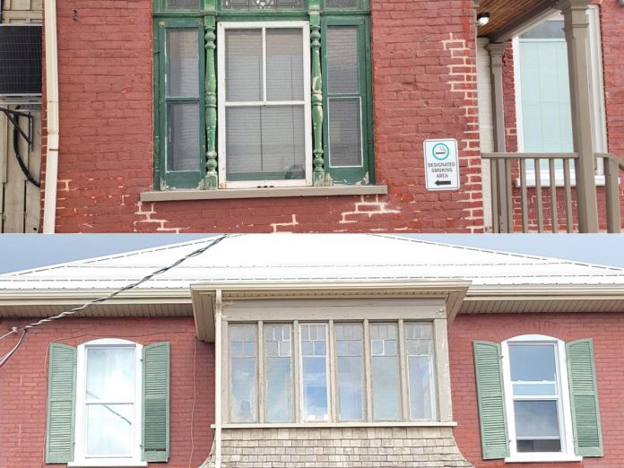The repairs needed at YES Shelter for Youth and Families' building at 196 Brock Street in downtown Peterborough range from lower-cost work such as exterior painting to higher-cost items including structural work and winterization of the upper porch and renovation of the shelter's washrooms. (Photos courtesy of YES Shelter for Youth and Families)