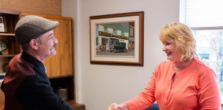 Applications open on November 1, 2023 for the City of Peterborough's 2024 community grants program, which will be modified in 2025 in part to better address the funding needs of arts organizations. In June 2023, The Theatre On King's artistic director Ryan Kerr (pictured with property manager Kristi Dick at Cherney Properties) renewed a two-year lease for the organization's 171 King Street location following a successful community fundraising campaign. The future of Peterborough's only black-box theatre had been thrown into doubt earlier in the year when city council decided against providing a community investment grant to the organization, even though the theatre had received the maximum grant the previous year. (Photo courtesy of The Theatre On King)