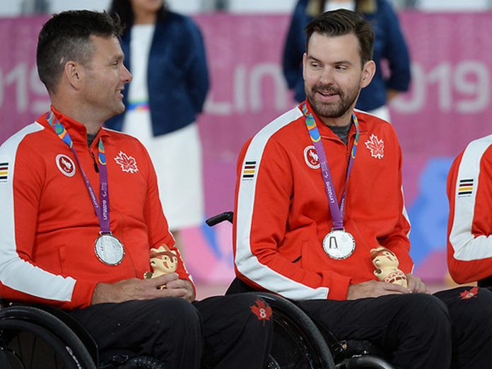 Canadian wheelchair rugby athletes Mike Whitehead and Cody Caldwell at the Parapan Am Games in Lima in 2019, when Canada finished second to the U.S.  (Photo: Canadian Paralympic Committee)