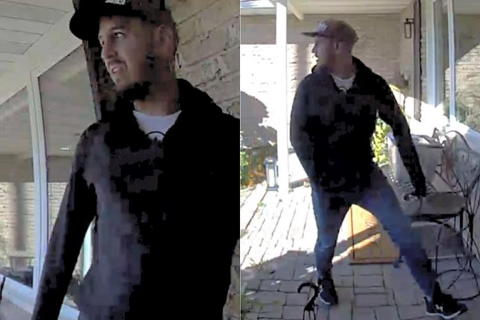 The suspect in a residential break and enter in Colborne on October 28, 2023. (Police-supplied photos)