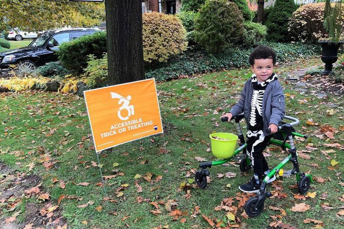 More than 400,000 children in Canada have special needs that may prevent them from enjoying trick-or-treating with their siblings and other children. There are simple ways of making Halloween more accessible and inclusive for kids of all ages and abilities. (Photo courtesy of Treat Accessibly)