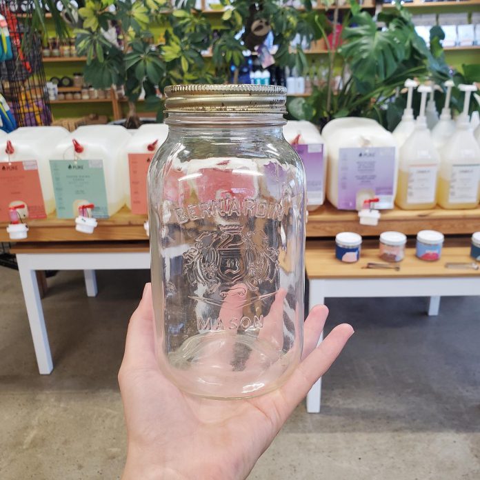 GreenUP accepts donated unwanted jars to be used to promote refill stations at the GreenUP Resource Centre. Refilling your previously used bottles prevents plastic waste from reaching the landfill. (Photo: Lili Paradi / GreenUP)
