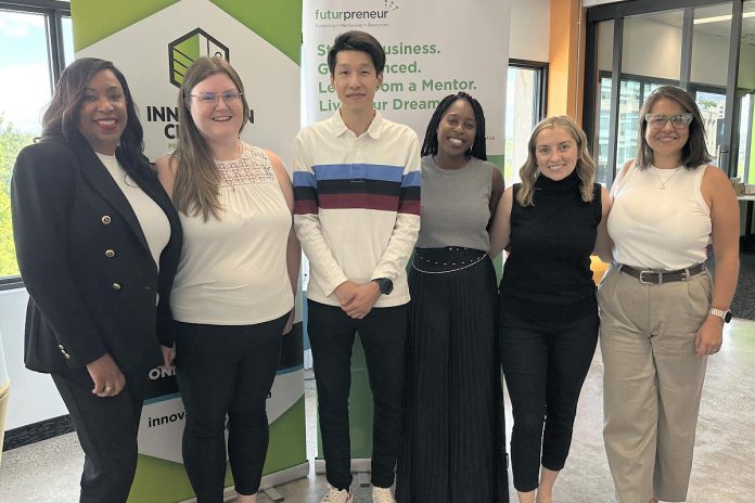 Representatives of Innovation Cluster Peterborough and the Kawarthas and Futurpreneur Canada, which have announced a formal partnership that will allow existing clients of the Cluster to get a pre-approved loan of $20,000 from Futurpreneur Canada. (Photo courtesy of Innovation Cluster)