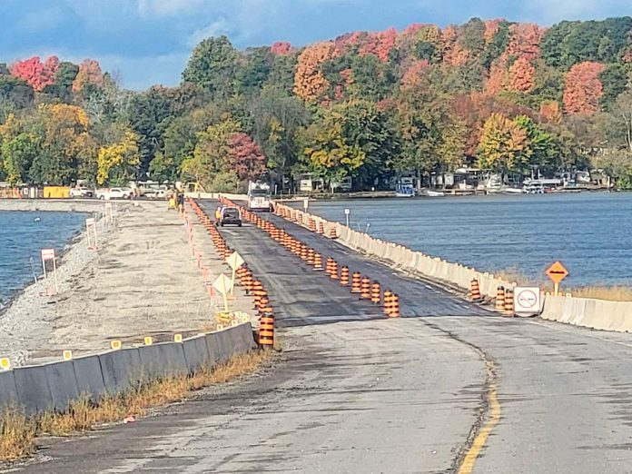 The James A. Gifford Causeway in Bridgenorth was closed for a week on September 29, 2023 for emergency repairs. (Photo: Peterborough County)