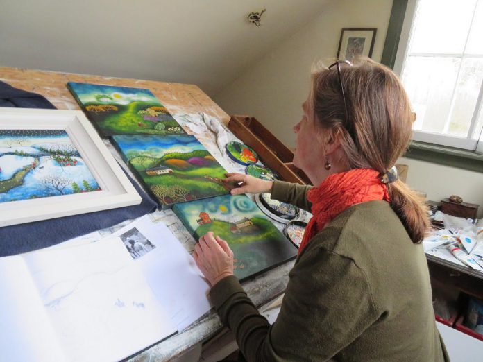 Cavan artist JoEllen Brydon's love of visual story-telling comes from her relatives, who immigrated to Canada from a small village in Northern Ireland's County Tyrone in the 1920s. She'll often summarize a story by adding a few lines on the painting itself or as a descriptive title. (Photo courtesy of JoEllen Brydon)