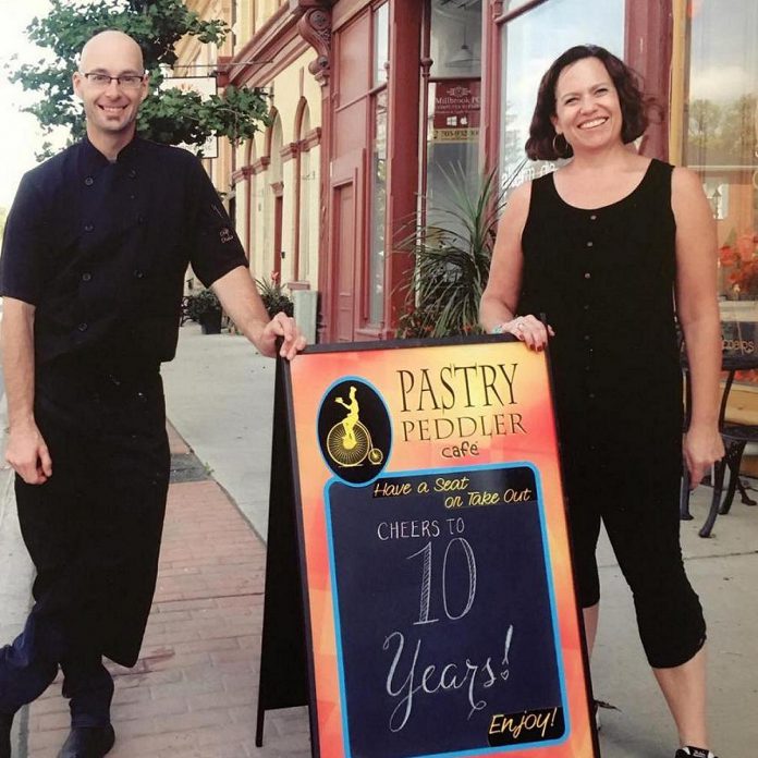 Pastry Peddler co-owners Colin Hall and Deanna Bell celebrating their 10th year in business in 2019. (Photo courtesy of Pastry Peddler)