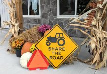As part of Peterborough County's "Share the Road" campaign during October, new signage has been installed on County Road 2. Drivers are being asked to be patient when they encounter slow-moving farm vehicles and farm equipment on rural highways and roads, and pass them only when it is safe to do so. (Photo courtesy of Peterborough County)