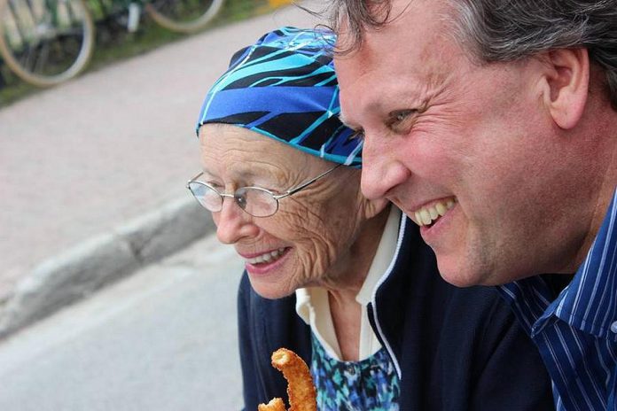 Terry Guiel with the late Erica Cherney, who originally hired him in 2008 for a year to assist the Peterborough Downtown Business Improvement Area (DBIA) with organizing events in the downtown. Five years later, Guiel was hired as the DBIA's executive director. (Photo courtesy of Peterborough DBIA)