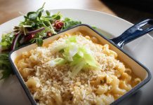 The Vine's kimchi-infused mac and cheese dish received the most online votes during the Peterborough Downtown Business Improvement Area's annual Mac + Cheese Festival held at 20 downtown restaurants during October 2023. (Photo courtesy of Peterborough DBIA)