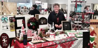 Apsley folk artist Sandy McQuat is one of many returning artists whose work will be on display during the Apsley Holiday Extravaganza at the North Kawartha Community Centre on November 18, 2023. The event features 35 artists and makers based in Apsley and surrounding areas showcasing a range of products from home goods to tasty treats and art work, with admission proceeds supporting the North Kawartha Food Bank. (Photo courtesy of Rachel Conlin)