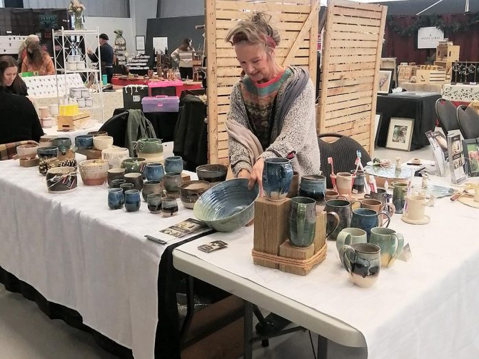 Gail West of The English Potter in Lakefield displays her work at the 2022 Apsley Holiday Extravaganza at the North Kawartha Community Centre. The 2023 event on Saturday, November 18th will offer gifts for everyone on your list this holiday season, with a range of handmade items from local creators including art work, soaps, home goods, and tasty treats. Catered by Peterborough's Jess' Kitchen and Apsley's The Grape and Wedge, admission proceeds will support the North Kawartha Food Bank. (Photo courtesy of Rachel Conlin)