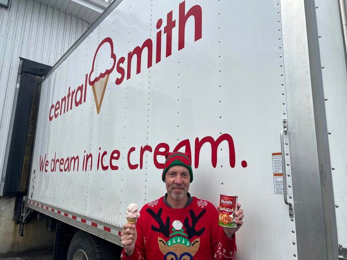 For the third year in a row, Central Smith Creamery in Selwyn Township will be filling a delivery truck with donated non-perishable food items instead of ice cream for the "Fill the Truck" campaign, which encourages local businesses and organizations to collect food items and monetary donations by December 15, 2023, when Central Smith will pick up the donations and deliver them to Kawartha Food Share. (Photo: Central Smith Creamery / Facebook)