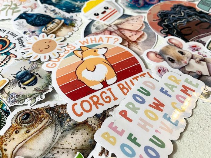 Gifts under $5 at the GreenUP Store and Resource Centre in downtown Peterborough include buttons and stickers designed by local artist Brianna Gosselin. (Photo: Funagoshi Stickers)