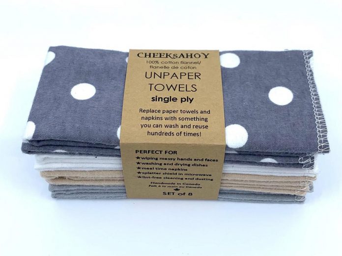 Gifts between $15 to $20 at the GreenUP Store and Resource Centre in downtown Peterborough include Unpaper Towels from Peterborough-based Cheeks Ahoy. These rewashable single-ply cotton flannel cloths can replace single-use paper towels and napkins. (Photo: GreenUP)
