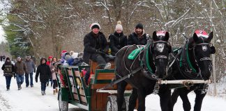 There's festive fun for the whole family in communities across the Kawarthas region in the weeks leading up to Christmas, including Christmas at Ken Reid on December 2, 2023 featuring a day of free family fun and adventure including horse-drawn wagon rides at Ken Reid Conservation Area in Lindsay. (Photo: Kawartha Conservation)