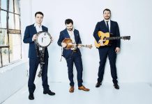 Juno-nominated and Canadian Folk Music Award winning Toronto-based bluegrass band The Slocan Ramblers (Frank Evans, Adrian Gross, and Darryl Poulsen with Charles James) are performing on Wednesday, December 6 at the Gordon Best Theatre in downtown Peterborough. (Photo via slocanramblers.com)