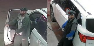 The suspect in two gas thefts from a business on Highway 401 in Port Hope on September 25 and November 6, 2023. (Police-supplied photos)