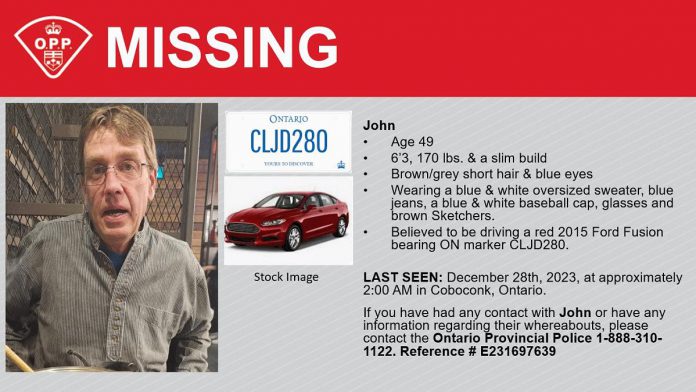 Haliburton Highlands OPP missing person graphic.