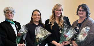 The City of Kawartha Lakes' municipal heritage committee honoured Boyd Heritage Museum (pictured is chair Barb McFadzen), author Sara Walker-Howe, Paulette Sopoci of Primrose Hill Manor, and the Manvers Township Historical Society (pictured is president Teresa Jordan) with the 2023 Osprey Heritage Awards at City Hall in Lindsay on December 7, 2023. (Photo courtesy of City of Kawartha Lakes)