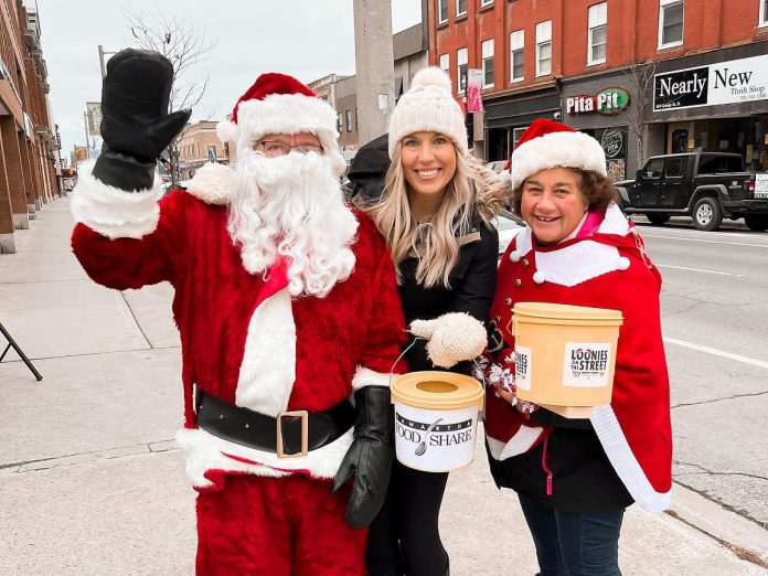 In 2022, the annual Loonies on the Street fundraiser raised over $160,000 in monetary donations for Kawartha Food Share, allowing the organization to purchase food items for more than 12,000 people in need every month in the Peterborough area. Through online donations and volunteers collecting donations on December 15, 2023 in downtown Peterborough, this year's fundraising goal is $100,000. (Photo: Kawartha Food Share / Facebook)