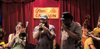 Toronto-based music collective Doghouse Orchestra performs their unique brand of country, funk, and jazz music at Jethro's Bar + Stage in downtown Peterborough on Saturday night. (Photo: Camille Neirynck-Guerrero)
