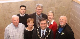 Northumberland County council has chosen its 2024 warden, Brighton mayor Brian Ostrander (front), and 2024 deputy warden, Port Hope mayor Olena Hankivsky (second from right). Also pictured are councillors (from left to right) Hamilton Township mayor Scott Jibb, Cobourg mayor Lucas Cleveland, Cramahe Township mayor Mandy Martin, Alnwick/Haldimand mayor John Logel, and Trent Hills mayor Bob Crate. (Photo: Northumberland County)