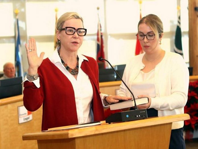 Olena Hankivsky, mayor of the Muncipality of Port Hope, being sworn in as Northumberland County's new deputy warden. (Photo: Northumberland County)