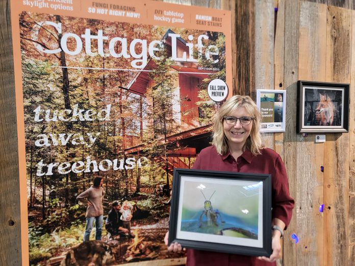 Nature and wildlife photographer Rachelle Richard Mack won the second-place prize in Cottage Life magazine's 2023 photography contest for her photo of a grasshopper who appears to be smiling. (Photo courtesy of Rachelle Richard Mack)