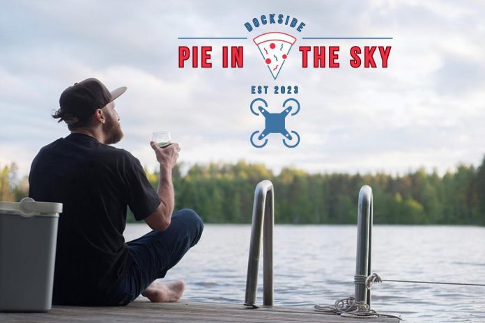 Tony Scherzo's 'Pie In The Sky - Dockside Pizza Delivery' business uses drones to deliver freshly made pizza to cottage docks in the City of Kawartha Lakes and Peterborough County. (Image courtesy of Pie In The Sky - Dockside Pizza Delivery)