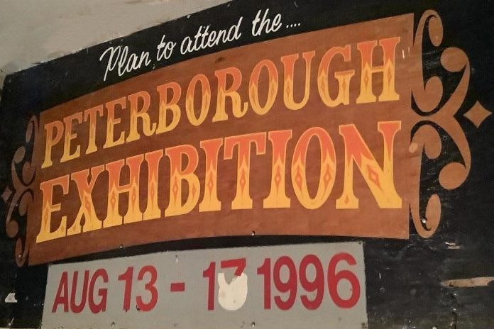 A sign promoting the 1996 Peterborough Exhibition is one of the items the Peterborough Agricultural Society will be selling off in an online auction. According to a statement from the society on September 26, 2023, the City of Peterborough has invoked a buy-out clause in the Morrow Park agreement with the society, meaning both the society and the exhibition will have to find a new home after 135 years at Morrow Park. (Photo: Jason MacIntosh Auctions)