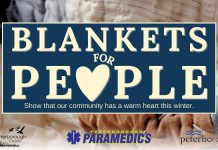 Peterborough paramedics, local governments, and an area business are partnering to provide 'Blankets for People," a campaign running from January 8 until March 15, 2024 that provides clean blankets and sleeping bags to those in need. (Graphic courtesy of Peterborough County)