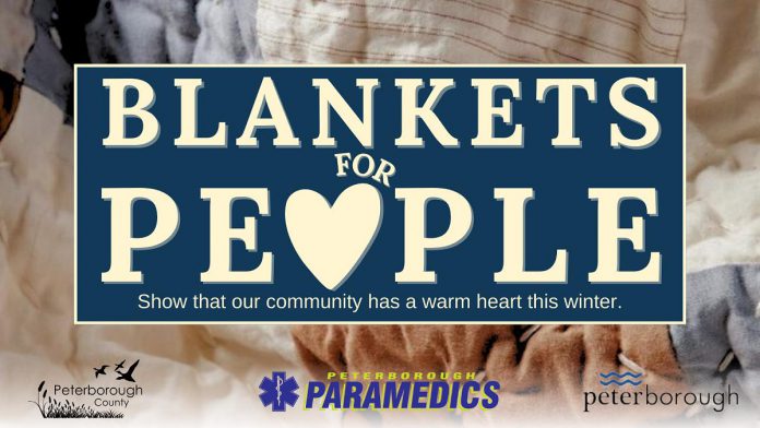 Peterborough paramedics, local governments, and an area business are partnering to provide 'Blankets for People," a campaign running from January 8 until March 15, 2024 that provides clean blankets and sleeping bags to those in need. (Graphic courtesy of Peterborough County)