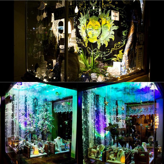 Window displays by Lavender (top) and Hi Ho Silver (bottom) won second and third place ($500 and $300) in the 2023 holiday window contest sponsored by the Peterborough Downtown Business Improvement Area (DBIA). A total of 3,897 online votes were cast online this year for 27 window displays at downtown businesses and organizations. (Photo: Peterborough DBIA)