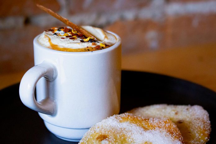 Agave by Imperial's "Mexican Hot Chocolate" made with masa corn, whipped cream, and crushed chilies and topped with homemade buñuelos. (Photo courtesy of Peterborough Downtown Business Improvement Area)