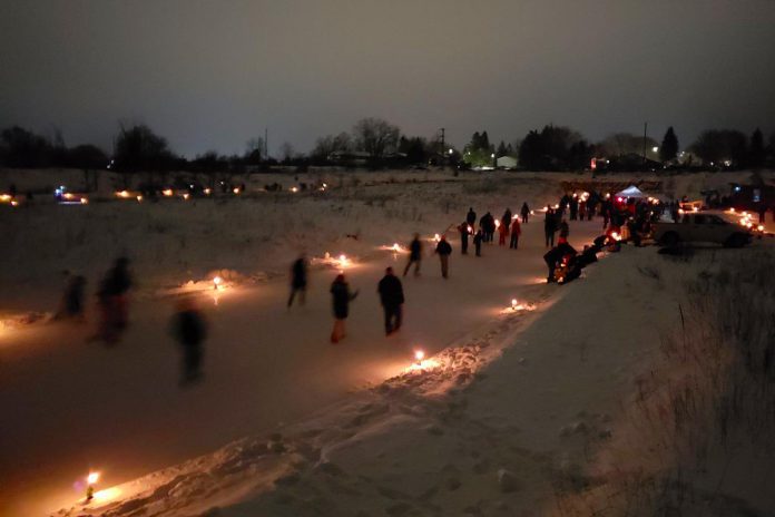 Candlelights for Kids, the first-ever joint fundraiser for Five Counties and the Ontario Speed Skating Oval in Lakefield, features outdoor skating by candelight on February 10, 2024. (Photo: Ontario Speed Skating Oval / Facebook)