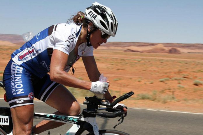 At the age of 52, Canadian-Israeli athlete Leah Goldstein became the first female solo cyclist to finish first overall at Race Across America, a 4,800-kilometre endurance race from the west to east coast in the United States, despite her age and the worst weather conditions in the race's history. (Photo courtesy of Keynote Speakers Canada)