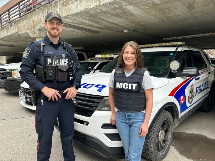 The origins of the mobile crisis intervention team in Peterborough go back to 2011, when a outreach worker with the Canadian Mental Health Association Haliburton, Kawartha, Pine Ridge (CMHA HKPR) began working out of the Peterborough police station. The outreach worker rode along with police officers, attending mental health calls and following up on the calls. The first mobile crisis intervention team was born in 2018 when a police officer was added to the unit. (Photo: Peterborough Police Service)