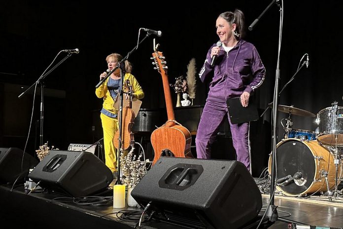 Megan Murphy (right) with Linda Kash emceeing the inaugural "Cancer Takeown" fundraiser at Market Hall Performing Arts Centre in 2022. Among many other collaborations, the pair have also acted together and served as ambassadors for Showplace Performance Centre during a 2021 fundraising campaign to replace the theatre's seats. (Supplied photo)