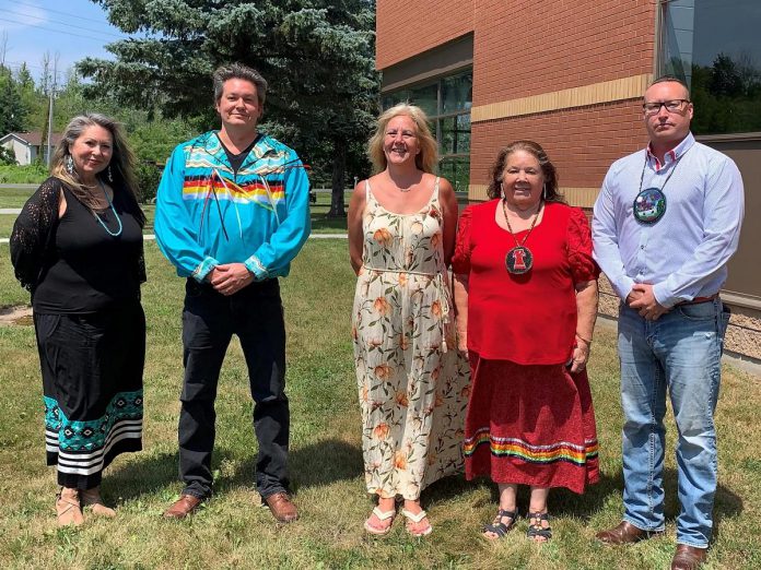 Alderville First Nation Chief Taynar Simpson (second from left) with councillors (from left to right) Lisa McDonald, Dawn Marie Kelly, Nora Sawyer, and Jason Marsden. Alderville First Nation is governed by a Chief and four councillors who are elected every two years by ballot vote. (Photo: Alderville First Nation)