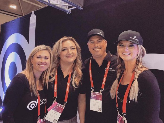 Dope Automation COO Jessica Jaeger (second from left) founded the company in 2016 to get ahead in the cannabis industry prior to legalization in Canada. With her background in food and pharma equipment distribution, she and her business partner CEO Derek Chandler (second from right) saw a gap in manufacturing products that were specifically designed for cannabis processing. (Photo: Dope Automation)