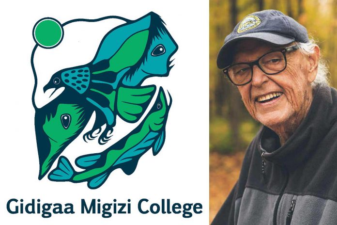 The crest for Gidigaa Migizi College, Trent University's sixth college named in honour of the late Curve Lake First Nation Elder and former chief Douglas Williams (Gidigaa Migizi), designed by First Nations artist Jared Tait. (Graphic: Jared Tait / Photo: Michael Hurcomb)