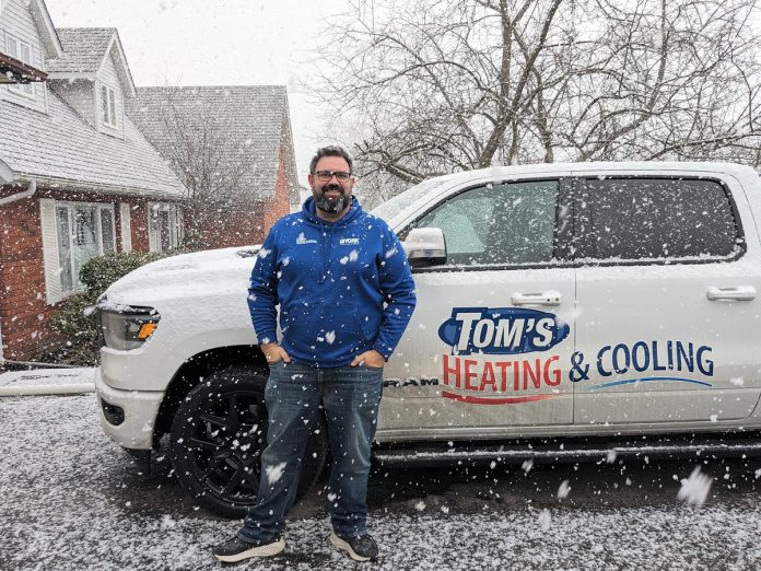 Ryan Waudby of Tom's Heating and Cooling in Peterborough says there was a lot of interest in heat pumps as a result of the federal government's energy efficiency incentive programs. The rebate programs also helped drive business for a whole industry of green professionals, including heat pump installers, insulation companies, solar energy companies, and registered energy advisors who measure the impact of these upgrades. (Photo courtesy of Ryan Waudby)